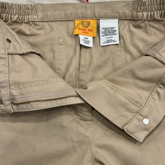 NEW Ruby Rd. | Flat Front‎ High Rise Straight Leg Chinos | Sand | 12P - Picture 4 of 11